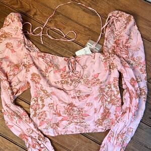 NWT Free People Pink Floral Crop Top